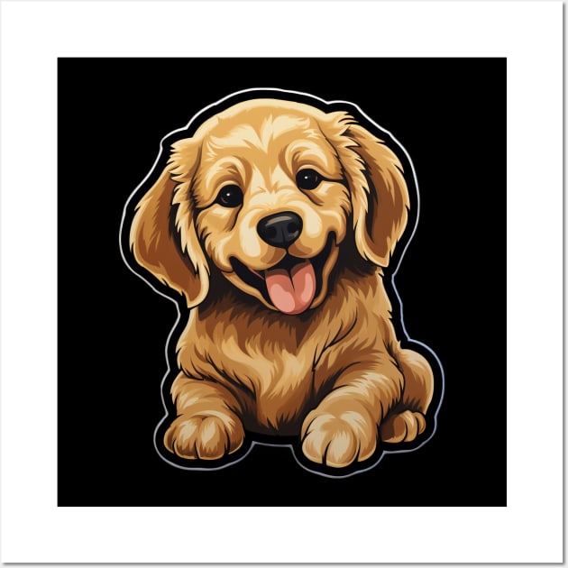 Cute Golden Retriever Dogs - Funny Golden Retriever Dog Wall Art by fromherotozero